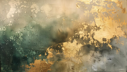 Golden Details: Abstract Oil Painting in Earthy Tones