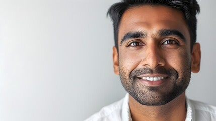 Warm and Friendly Portrait of a Confident South Asian Businessman on a White Background