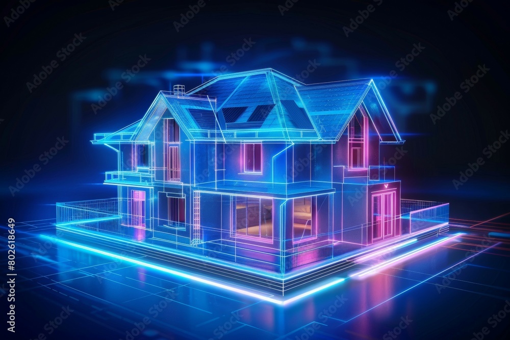 Poster smart house concept. background with selective focus and copy space