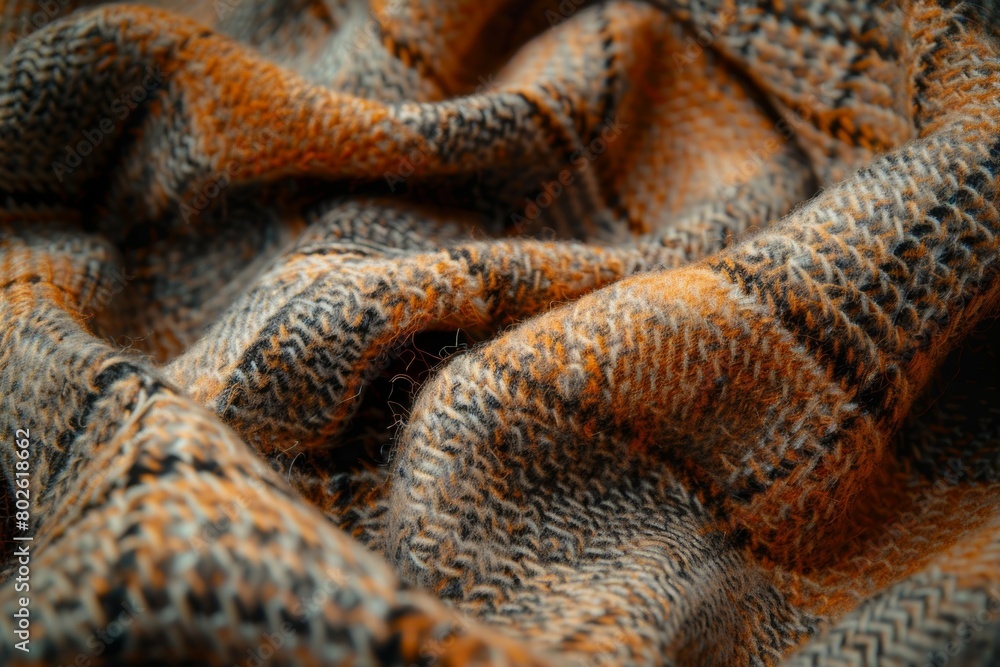 Poster a piece of fabric with a checkered pattern and a brown and gray color
