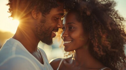 A couple is embracing each other with their eyes closed