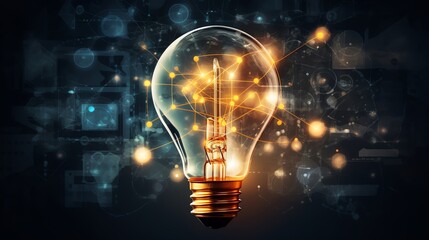 Visual metaphor of a light bulb connected to mathematical equations illustrating innovation and theoretical breakthroughs - obrazy, fototapety, plakaty