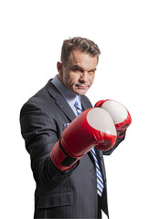 funny man businessman man in boxing gloves