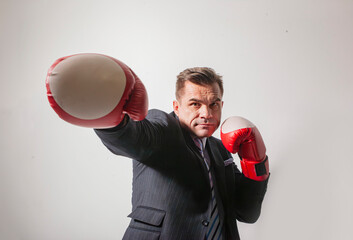 funny man businessman man in boxing gloves