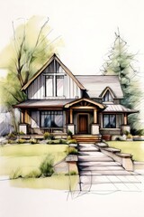 Fototapeta premium a house traditional architecture plan