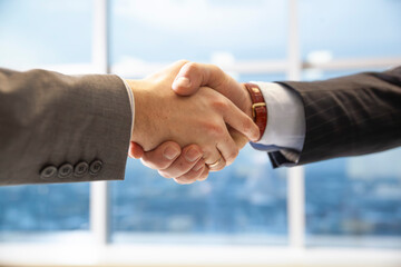close-up of businessmen's hands greeting at a business meeting in the office