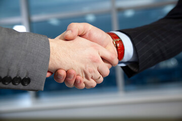 close-up of businessmen's hands greeting at a business meeting in the office