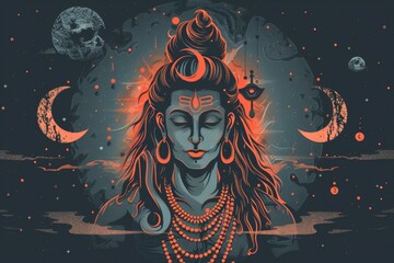 A painting of a woman with a long red hair and a red headband