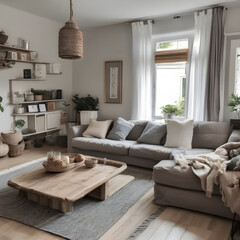 Cozy living space with dining area and comfy sofa