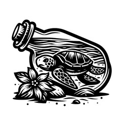 Sea Turtle svg, Turtle on Bottle svg, Turtle svg file, Flower Turtle svg, Ocean Animal svg