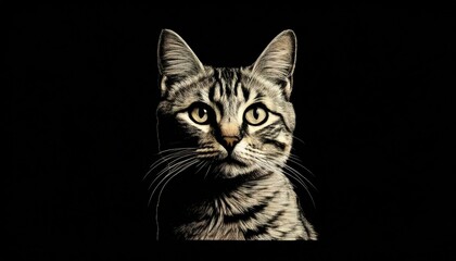 Portrait of a beautiful striped black and white cat close up