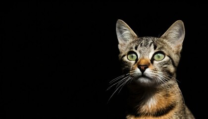 Portrait of a beautiful striped black and white cat close up