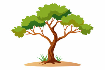 tree with leaves vector art illustration