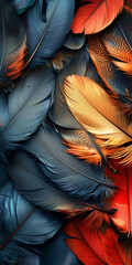 Feathers pattern, phone wallpaper - Generative AI