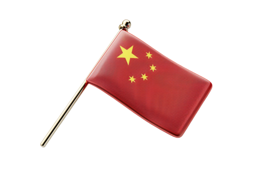 china flag in a Pin, isolated PNG, white background
