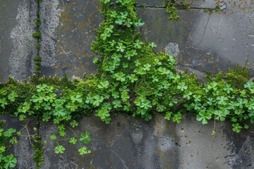 the growth of moss on the surface of the concrete wall looks unique - generative ai