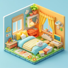 Cute children's room, 3D model