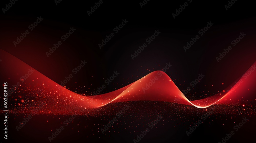 Poster vibrant red futuristic wave with dynamic dots and glitch effect: perfect vector graphics for brochur