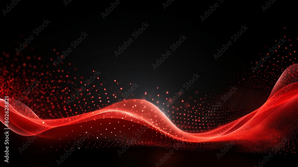 Poster vibrant red futuristic wave with dynamic dots and glitch effect: perfect vector graphics for brochur