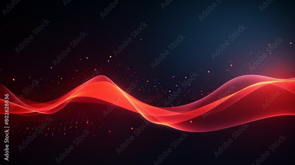 Poster vibrant red futuristic wave with dynamic dots and glitch effect: perfect vector graphics for brochur