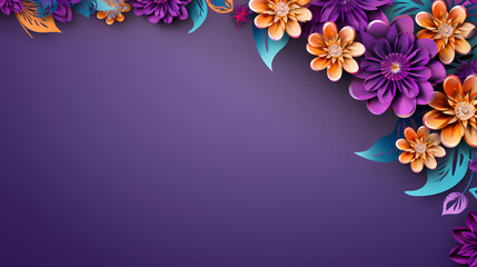 Colorful paper flowers on background, floral background