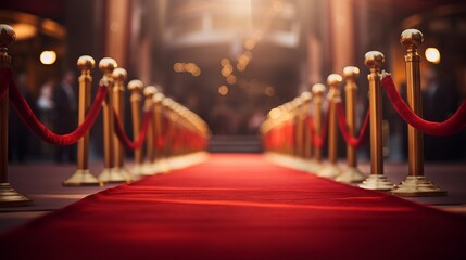 Vibrant blurs: red carpet elegance at award ceremony - business success background

