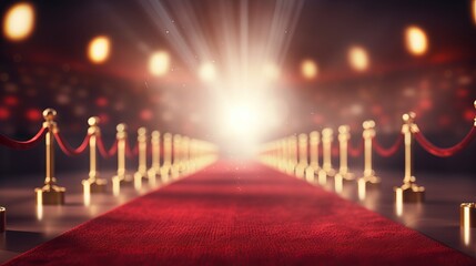 Vibrant blurs: red carpet elegance at award ceremony - business success background

