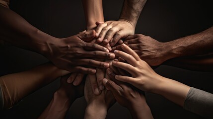 Close-up of stacked hands, symbolizing unity and teamwork - conceptual image for collaboration and cooperation in people category

