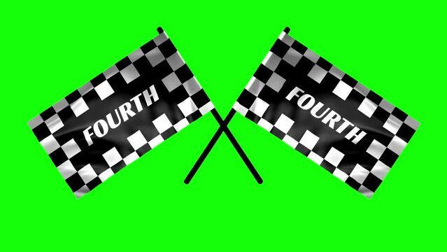 4K Fourth Checkered Flags Crossed Animated Waving