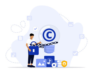 Copyright concept illustration. Suitable for landing page, ui, web, App intro card, editorial, flyer, and banner.