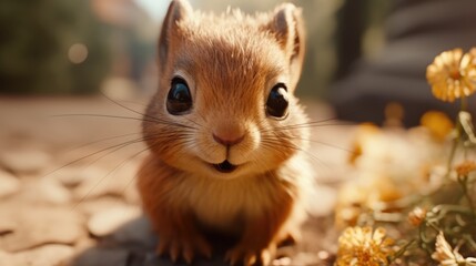 Fototapeta premium little squirrel in the forest. Created with Generative AI.
