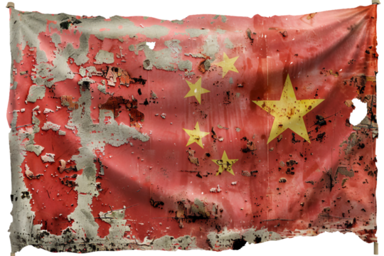 dirty china flag, isolated PNG, white background