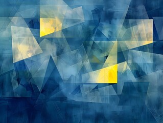 Fragmented Mind s Pursuit of Clarity Amid Emotional Turmoil Abstract Digital Composition in Cool Palette with Warm Accents