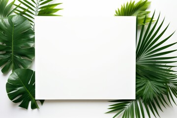 Simplistic yet striking presentation of tropical greenery on a pure white canvas, suitable for clean and serene branding purposes,