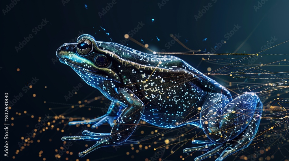 Wall mural big data visualization. a digital frog in flow information. information aesthetic design. generative