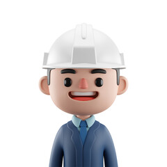 3d render man architect cartoon avatar wearing suit