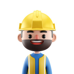 3d render men construction worker cartoon avatar