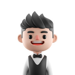 3d render man waiter cartoon avatar