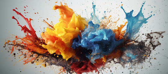 colorful watercolor ink splashes, paint 356