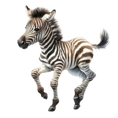 Obraz premium Black and white striped zebra standing alone (isolated) on a white background