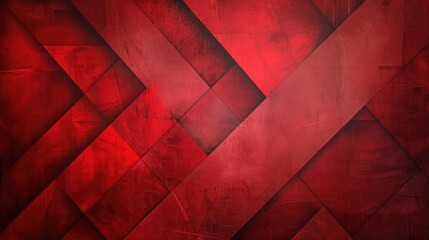 Craft an image of crimson geometry with an abstract background adorned by striking red geometric...