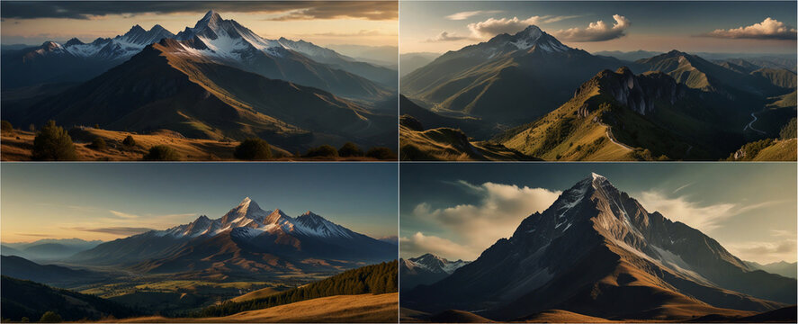 A collection of breathtaking mountain panoramas, perfect for use in design projects,