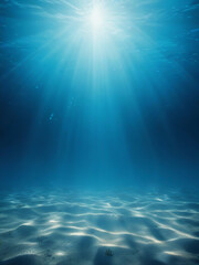 Underwater Sea Deep Abyss With Blue Sunlight