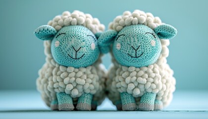 3D moon and sheep on a blue background.