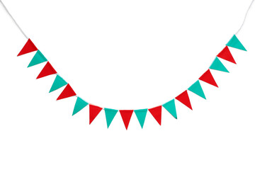 Obraz premium Colorful flags for Festa Junina celebration on white background