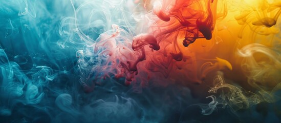 A vibrant and colorful smoke cloud captured in a close-up shot, creating a striking and abstract visual display