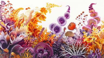Vibrant Ecosystem of Imaginary Sea Life
