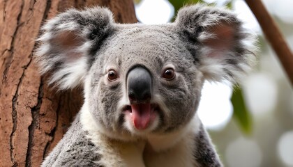 A Koala With Its Tongue Poking Out In Concentratio  2