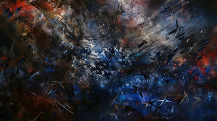 abstract cosmic art with blue and red tones