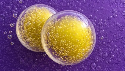 Minimalist Dreamscape: A Modern Flat Style Vector Icon of Purple and Yellow Soap Bubbles in Paint